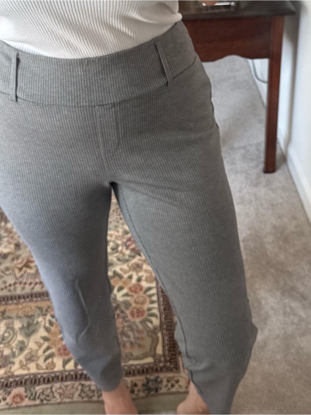 Soho Slim Ribbed Light Gray Skinny Pants